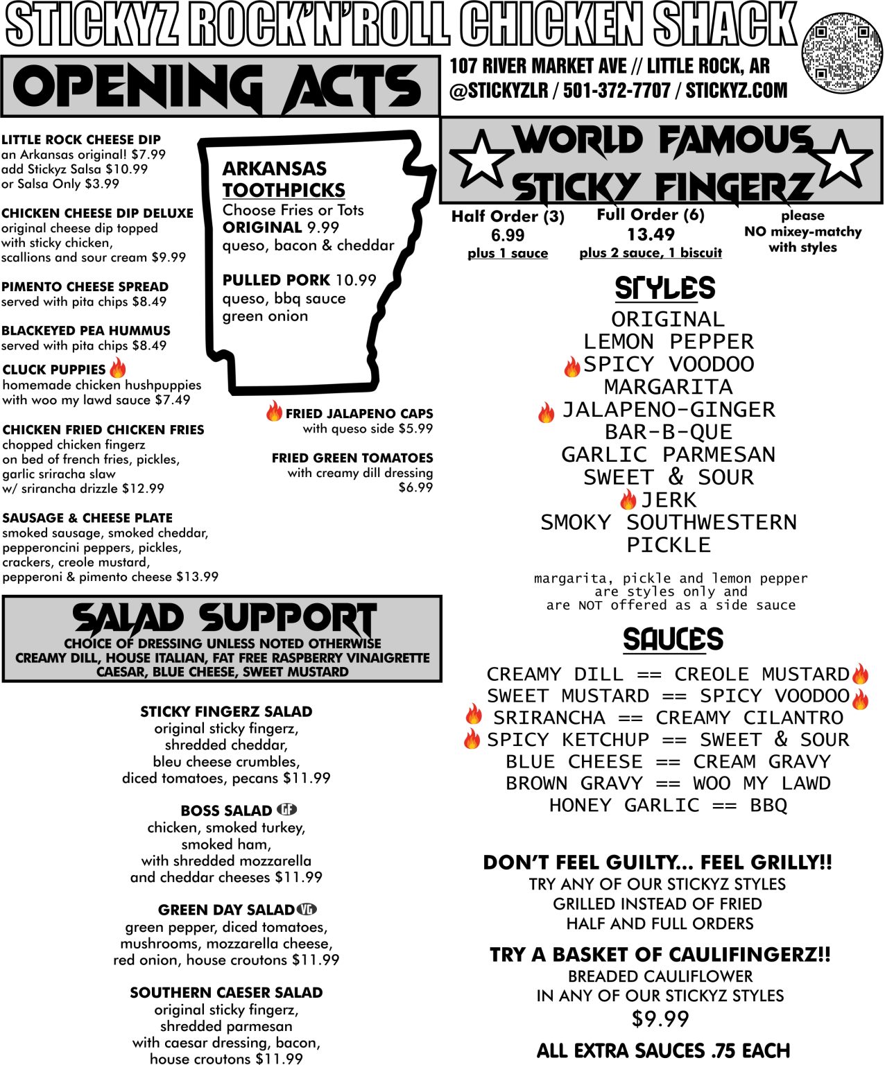 Sticky Shack Menu - Stickyz Rock N Roll Chicken Shack